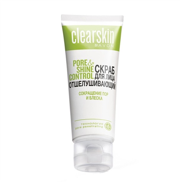 Отшелушивающий скраб для лица с экстрактами гамамелиса и эвкалипта "Сокращение пор и блеска", 75 мл