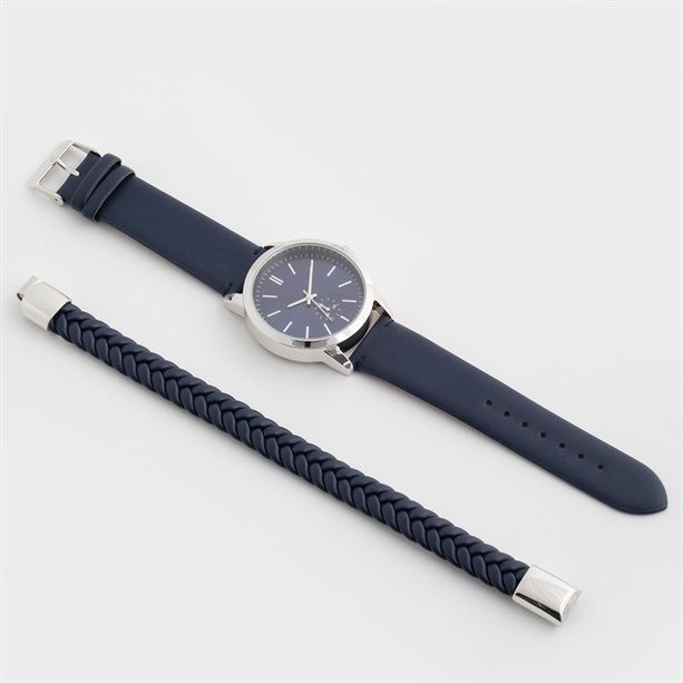 Набор "Джексон": мужские наручные кварцевые часы (1 шт.), браслет (1 шт.) Набор "Джексон": мужские наручные кварцевые часы (1 шт.), браслет (1 шт.)