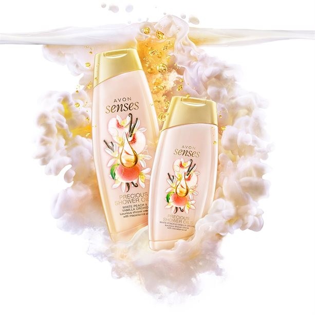 Крем-гель для душа с маслом макадамии "Белый персик и ванильная орхидея", 500 мл