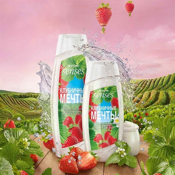 Крем-гель для душа "Клубничные мечты", 500 мл