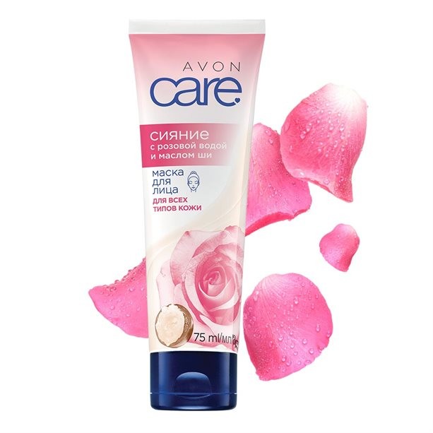 Маска для лица с розовой водой и маслом ши "Сияние", 75 мл