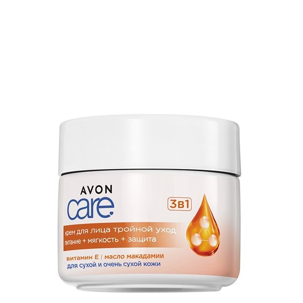 Крем для лица "Тройной уход" для сухой кожи, 100 мл