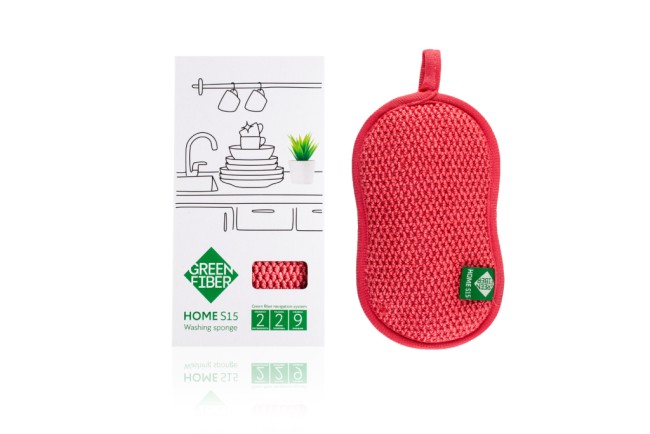 Green Fiber HOME S15, Губка для мытья посуды, коралловая